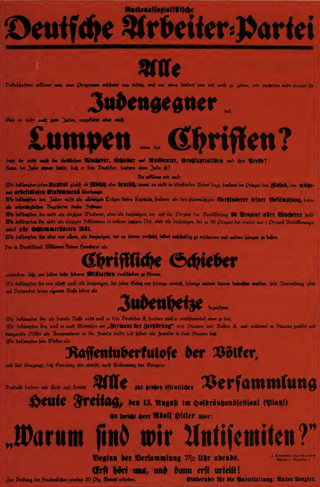 Antisemitisches Plakat der NSDAP
